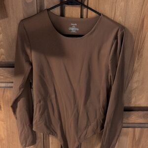 Nuuds Brown Fitted Long Sleeve Bodysuit